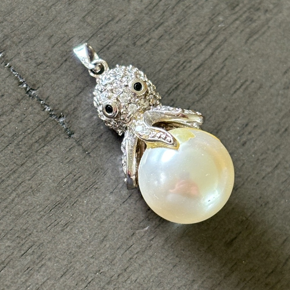 925 Sterling Octopus and Pearl charm